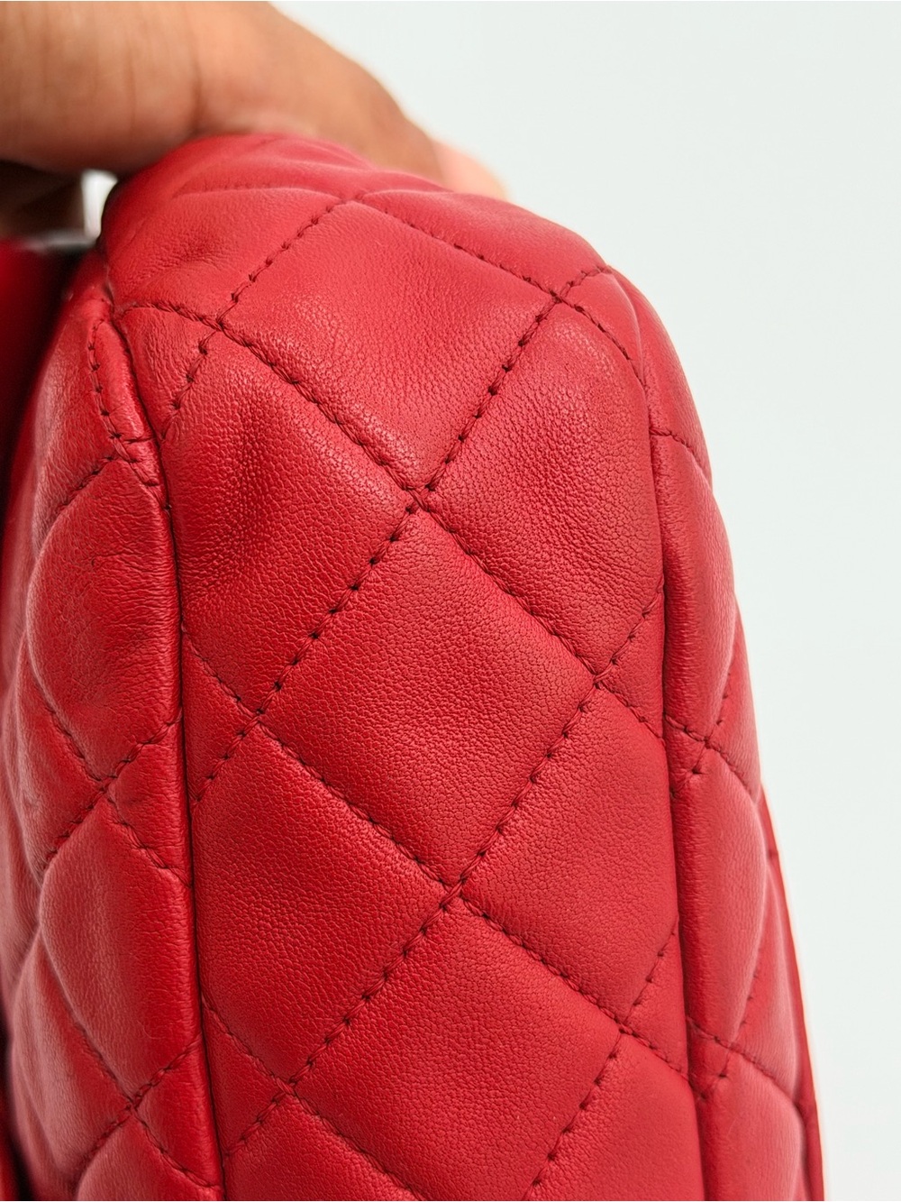 CHANEL Red Quilted Leather Shoulder Bag with Charm Chain COA READY - Picture 8 of 16